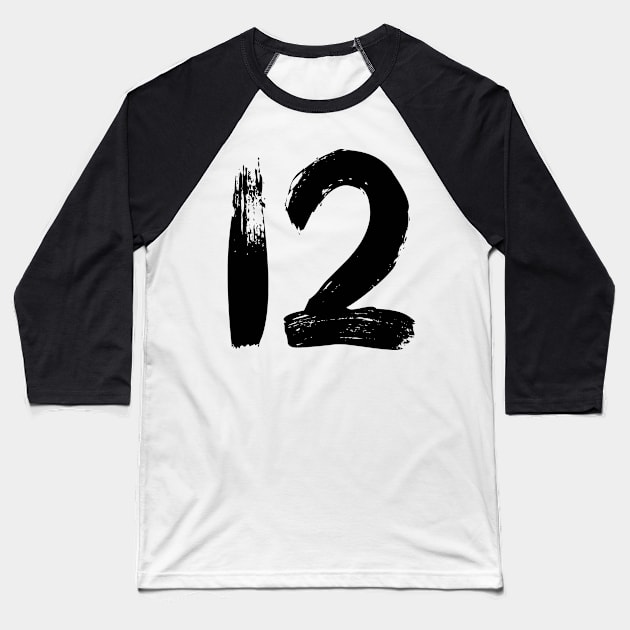 Number 12 Baseball T-Shirt by Erena Samohai